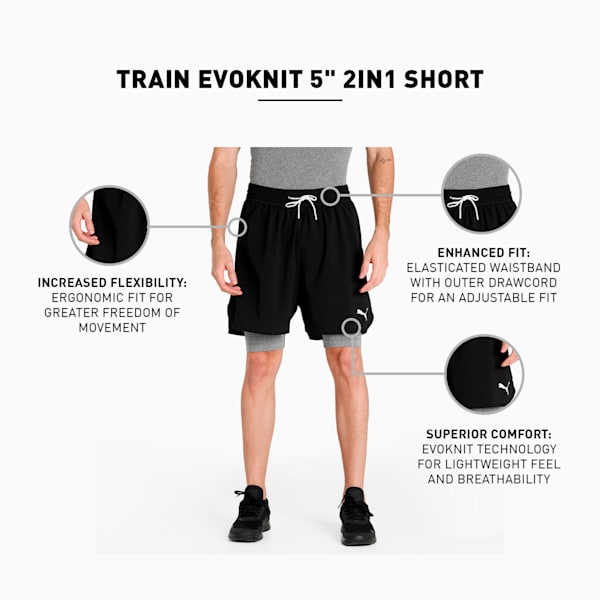 EVOKNIT 2-in-1 5" Men's Training Shorts, Puma Black
